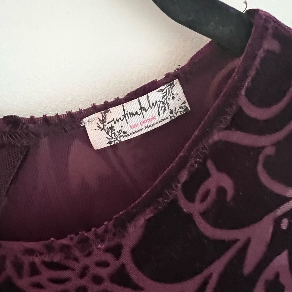 Free People Intimately Burnout Babe Purple Velvet Mini Dress - Picture 6 of 9